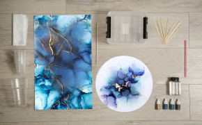 Подарочный набор алкогольные чернила 2 холста