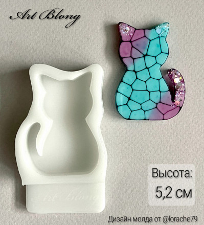 Молд №432 брошь Котик 