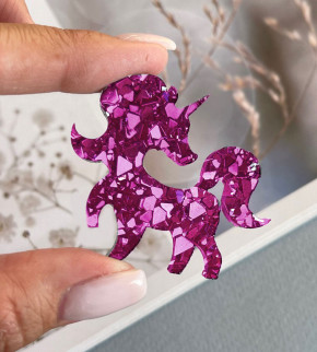 Молд №3008 Единорог брошка с эффектом кристалл)    