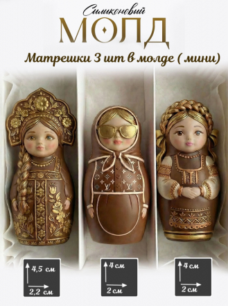 №1083 Силиконовая форма (молд) Матрёшки мини 