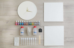 Набор алкогольные чернила Часы + 3 холста