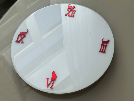 Зеркальные цифры кошечки (4 цифры) Красные   (размер считается от начала цифры до верхней части кошки, т.к. кошка и цифра это единое целое то есть это цифра, другие цифры без кошки ниже цифры с кошкой 