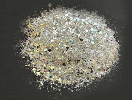 №75  Глиттер / Glitter  белое серебро очень красивый 