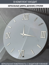 Набор для часов цифры деления стрелки зеркальный акриловые 205,223,230,ЗАГЛУШКА,серебро