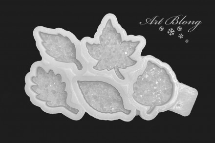 Молд №657 Листья с кантиком Кристаллические (мини брошки) 