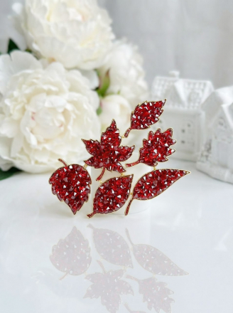 Молд №657 Листья с кантиком Кристаллические (мини брошки) 