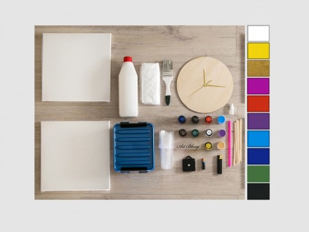 Fluid Art набор №7  Холст 30х30 2шт + часы