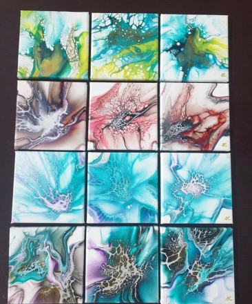 Fluid Art Набор №4 холст 30х30 4шт