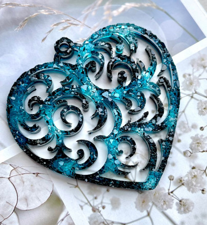 №407 Молд Сердце с кристаллами  