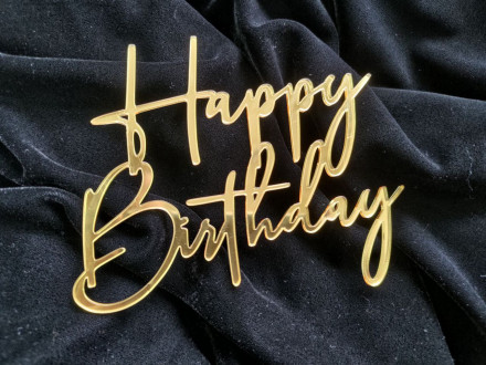 № 1 Mirror element Topper (Топпер для торта happy birthday)  