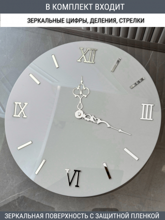 Набор для часов цифры стрелки деления серебро (комп 204,220,231,ЗАГЛУШКА,серебро)