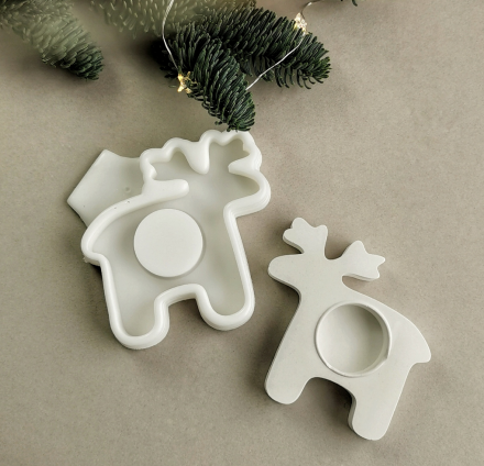 Молд №199 Лось (подсвечник) матовая для гипса 