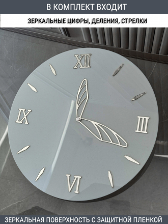 Набор для часов цифры стрелки деления серебро (комп 201,221,231,ЗАГЛУШКА,серебро)