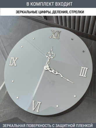 Набор для часов цифры стрелки деления серебро (комп 204,222,231,ЗАГЛУШКА,серебро)