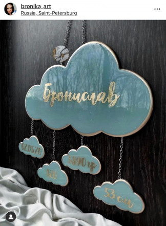 Молд №666 Облако (24,5 см) Метрика для малыша (большое облако) 